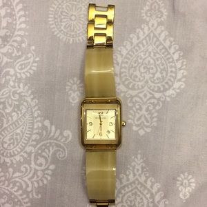 Michael Kors ivory colored gold tone accent watch